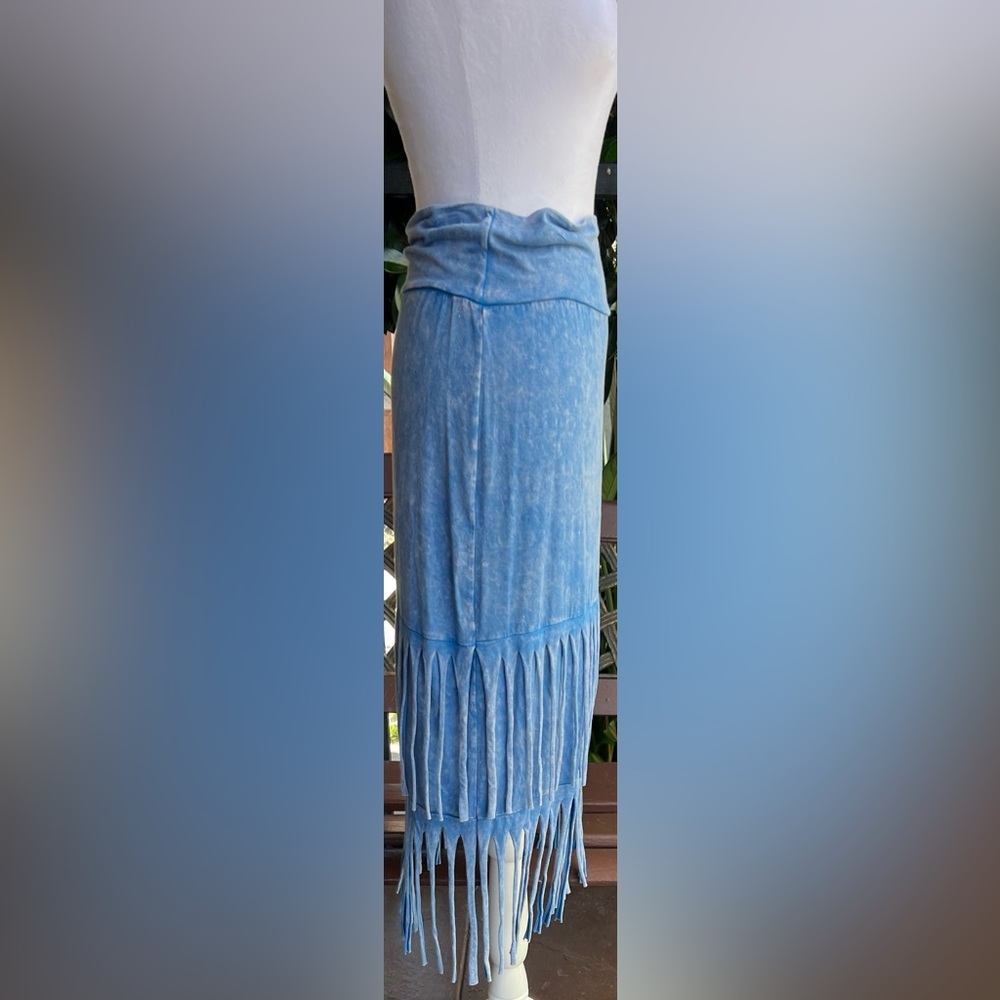 Blue Buttercup Fringe Skirt Mineral Wash View 3